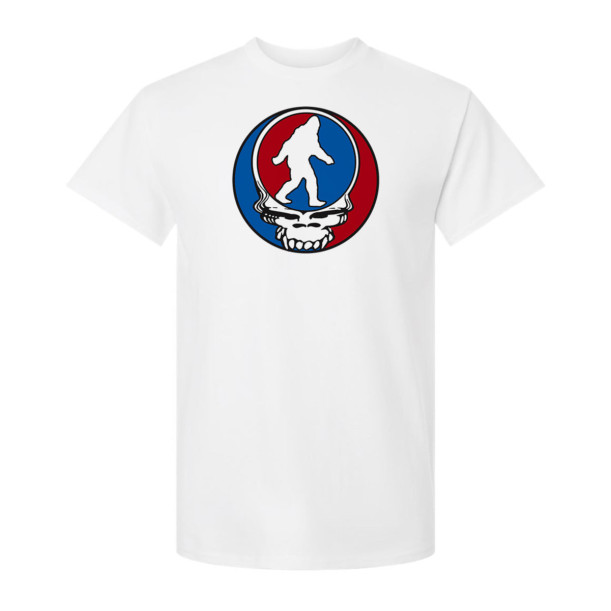 Bigfoot Chicken Squatch Your Face graphic T-shirt in white