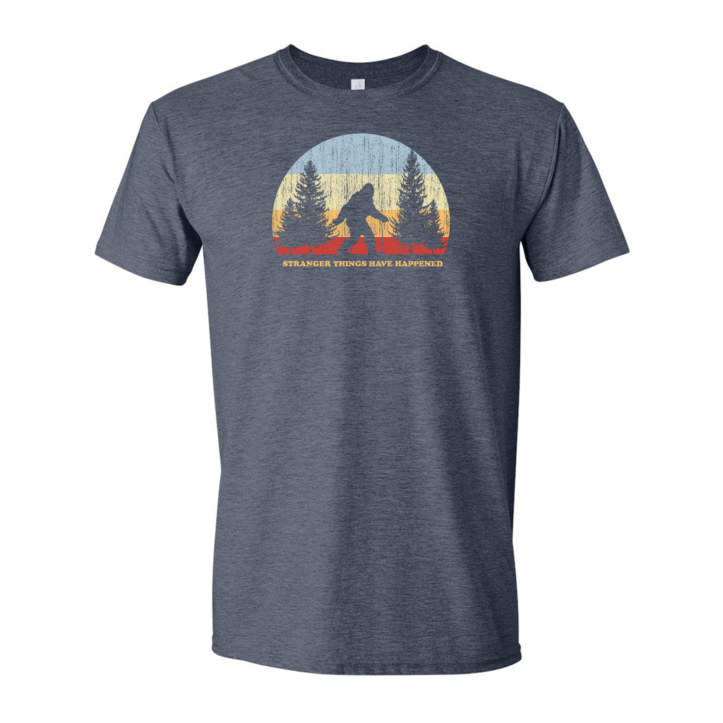 Bigfoot Chicken Stranger Things graphic T-shirt in heather navy