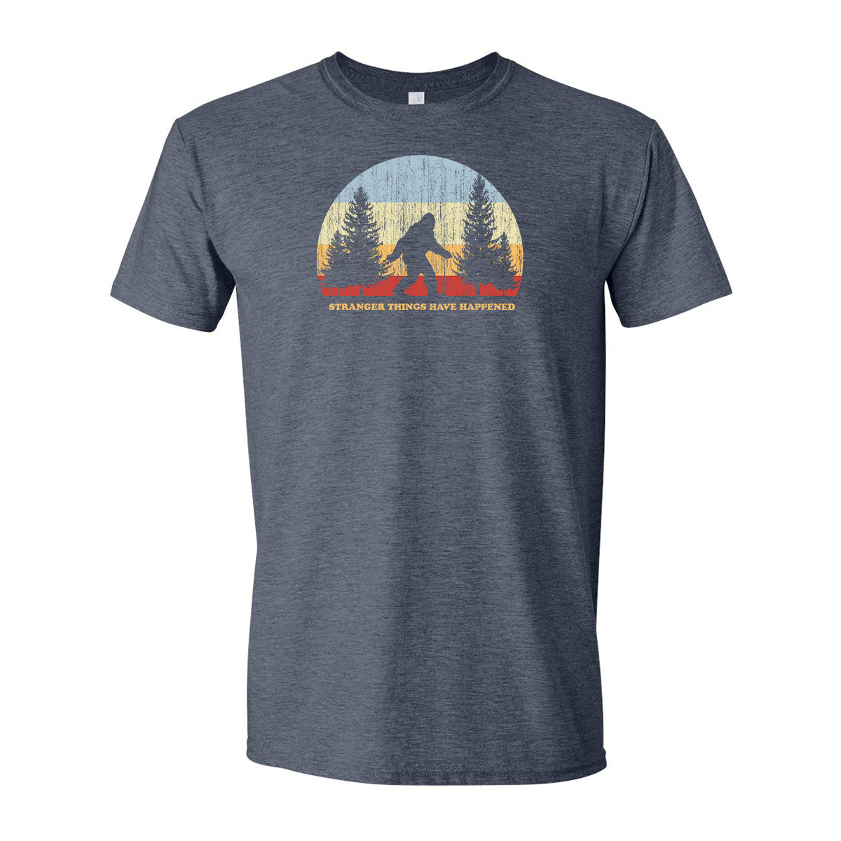 Bigfoot Chicken Stranger Things graphic T-shirt in heather navy