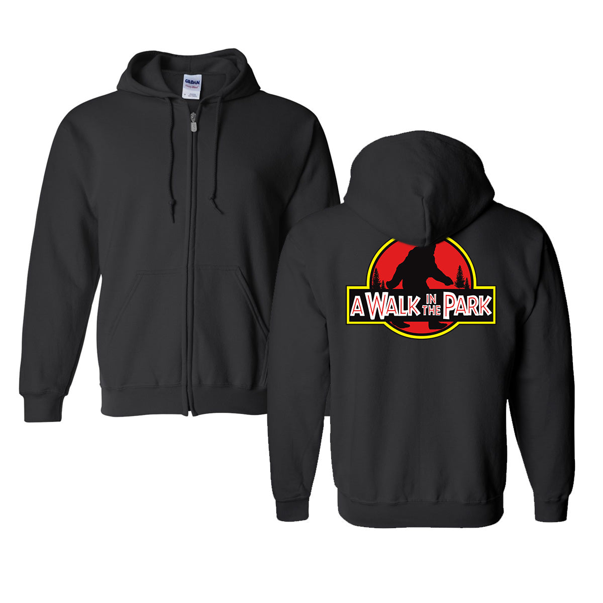 Bigfoot Chicken Walk In The Park Zip Up zip-up hoodie in black